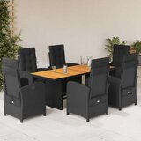  7-dijelni vrtni blagovaonski set s jastucima crni od poliratana | shoptok.hr