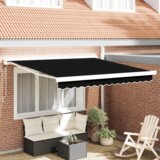 vidaXL Avtomatska retraktibilna tenda črna 350x250 cm, Tenda zamenjava tkanine za okvir 3.5x2.5 m črna | Shoptok.si