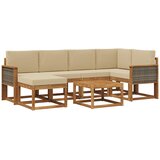 vidaXL Zunanja garnitura za sedenje z blazino 7 pcs Naravna in bež, (5000279506) | Shoptok.si