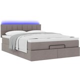  Otomanski krevet s madracem i LED smeđesivi 140x200 cm tkanine | shoptok.hr