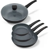 3-delni set ponev (20-24-28 cm) + wok s pokrovom 28 cm BE Living - Delight black