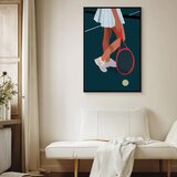 Slika - Female Tennis Player With a Red Racket on the Court - Graphics 60x90 U crnom drvenom okviru | shoptok.hr