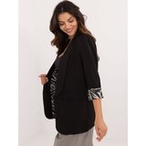 Fashion Hunters Black women's blazer with ribbed print lining | shoptok.hr