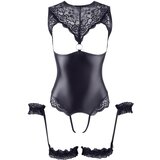 Cottelli Bondage - sjajno otvoreno tijelo s držačima za ruke (crno) - L | shoptok.hr