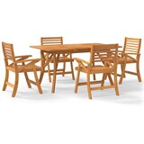 vidaXL Vrtna garnitura - 5-dijelni vrtni blagovaonski set od masivnog bagremovog drva - Dužina stola 150 cm Četvrtasto 4 | shoptok.hr