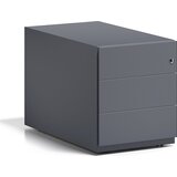 BISLEY Pomični predalnik Note™, 3 univerzalni predali, VxŠxG 495 x 420 x 775 mm, z oprijemalno letvijo, antracitno siv | Shoptok.si