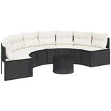  Vrtna sofa sa stolom i jastucima polukružna crna od poliratana | shoptok.hr