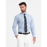 Ombre Men's REGULAR FIT cotton shirt with vertical stripes - blue and white OM-SHOS | Eponuda.ba