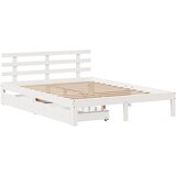 vidaXL Posteljni okvir s predali bel 120x200 cm trdna borovina, (21304209) | Shoptok.si