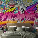  Foto tapeta - Street art - abstract urban colour graffiti mural with lettering 392x280 Samoljepljiva | shoptok.hr