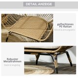  Pletena stolica u izgledu ratana mekani jastuci za sjedenje aluminijski okvir kaki + bež 105 x 90 x 148 cm | shoptok.hr