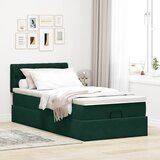  Otomanski krevet s madracem i LED tamnozeleni 80x200cm baršun | Eponuda.com