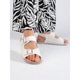 Shelvt White women's sandals with Velcro fastening | Shoptok.si