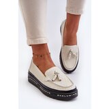 EVENTO Women's Leather Platform Moccasins Beige Assetnima | Shoptok.si