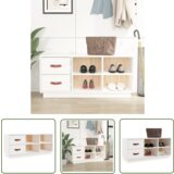 The Living Store Klop za čevlje bela 100x34x45 cm trdna borovina - Klop Za Čevlje, (21744464) Cene