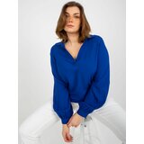 Fashion Hunters Dark blue shirt blouse plus collared sizes Cene