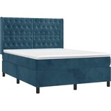 Krevet box spring s madracem LED tamnoplavi 140x200 cm baršun | Eponuda.ba