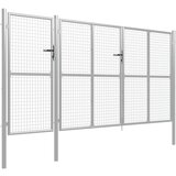 vidaXL Vrtna vrata jeklena 400x150 cm srebrna | Shoptok.si