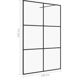 vidaXL Pregrada za tuš s prozornim ESG steklom 140x195 cm črna | Shoptok.si