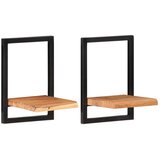  Zidne police 2 kom 25 x 25 x 35 cm masivni bagrem i čelik | shoptok.hr