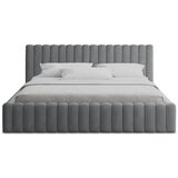 Makamii Siva oblazinjena zakonska postelja s prostorom za shranjevanje z letvenim dnom 180x200 cm Lemi – | Shoptok.si