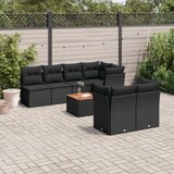 Maison Chic Seti vrtnega pohištva - Vrtna garnitura - Vrtni pohištvo set 8-delna z blazinami črn poli ratan, (21799702) | Shoptok.si
