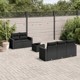  6-dijelni set vrtnih sofa s jastucima crni od poliratana | shoptok.hr