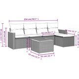  6-dijelni set vrtnih sofa od poliratana s jastucima sivi | shoptok.hr