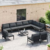 vidaXL Vrtna sedežna garnitura 11 pcs antracit siva Jeklo | Shoptok.si