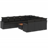 Maison Chic Seti vrtnega pohištva - Vrtna garnitura - Vrtni pohištvo set 11-delna z blazinami črn poli ratan, (21810449) | Shoptok.si