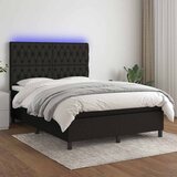  Krevet box spring s madracem LED crni 140x200 cm od tkanine | shoptok.hr