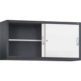 C+P ACURADO zgornja omarica z drsnimi vrati, 2 polici, VxŠxG 790 x 1600 x 400 mm, črno sive / prometno bele barve | Shoptok.si