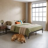  Metalni krevet 190x200 cm s letvičastom podnicom minimalistički crni okvir ModernHome | shoptok.hr