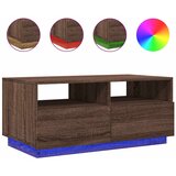 Maison Chic Klubska mizica - kavna mizica - Nizka mizica z LED lučkami rjavi hrast 90x49x40 cm, (21751919) Cene