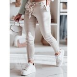 DStreet Spodnie damskie materiałowe chinosy z paskiem ROSSALI jasnobeżowe | Shoptok.si
