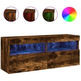 Maison Chic Stenska TV omarica - TV stojalo - Televizijska omarica z LED lučkami dimljeni hrast 100x30x40 cm, (21701271) Cene