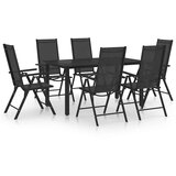  7-dijelni vrtni blagovaonski set aluminijski crni | shoptok.hr