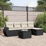  6-dijelni set vrtnih sofa s jastucima crni od poliratana | shoptok.hr