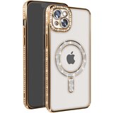 AVIZAR Diamantno ohišje za iPhone 14 Plus MagSafe Obris Strass, Zlata, (5000012734) | Shoptok.si