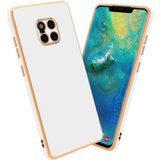 Cadorabo Ohišje, združljiv s Huawei v sijajnem belem - zlatu - zaščitni pokrov iz fleksibilnega silikona TPU in z zaščito pred kamero, (20595857) | Shoptok.si