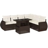 vidaXL 7-dijelni set vrtnih sofa od poliratana s jastucima smeđi | shoptok.hr