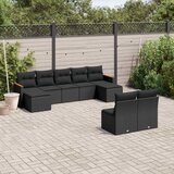  9-dijelni set vrtnih sofa s jastucima crni od poliratana | shoptok.hr