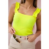 Kesi Blouse with ruffles on straps yellow neon | shoptok.hr