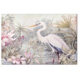  Slika - Heron wading in a pond - illustration in bright colours 90x60 Na talijanskom platnu | shoptok.hr