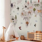  Foto tapeta - Beige World - Continents With Animals in Muted Colours 400x280 Vodootporna | shoptok.hr