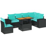  Vrtna garnitura - 7-dijelni set vrtnih sofa od poliratana s jastucima crni - Crna 1 | shoptok.hr