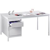 eurokraft basic pisalna miza za delovne mojstre, svetlo siva, predali 2 x 140 mm, 2 x 280 mm, šxg 1600 x 800 mm | Shoptok.si