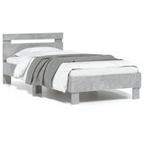 vidaXL Okvir kreveta s uzglavljem siva boja betona 90x200 cm drveni | shoptok.hr
