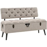  Klupa za pohranu s naslonom 110 cm Krem Tkanina | shoptok.hr