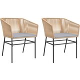  Vrtne stolice s jastucima 2 kom smeđe od poliratana | shoptok.hr